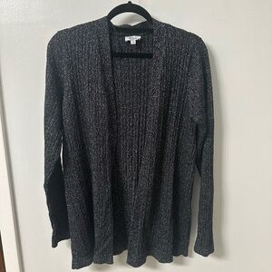 Kim Rogers Cardigan Sparkle Stretchy Black and Silver Metallic Sz. M